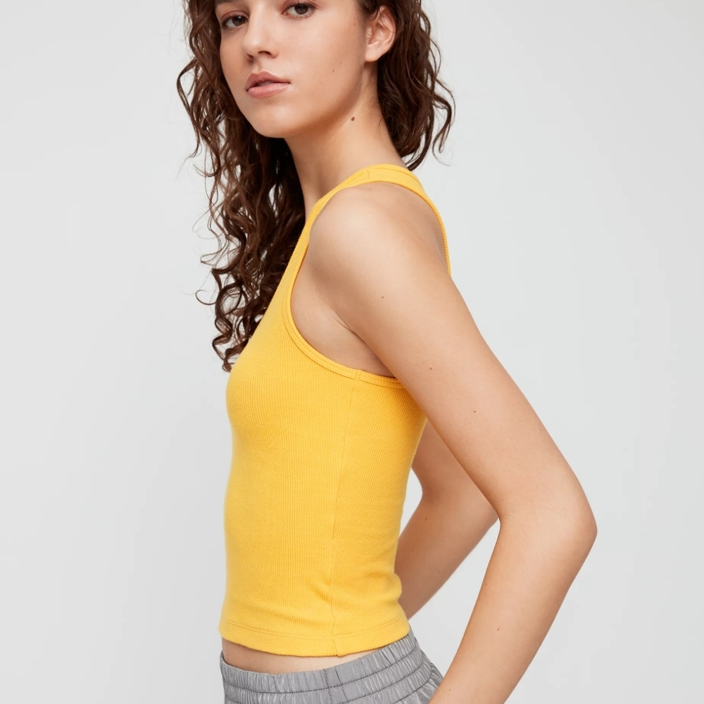 TNA Aritzia racer back tank top, yellow colour, small size